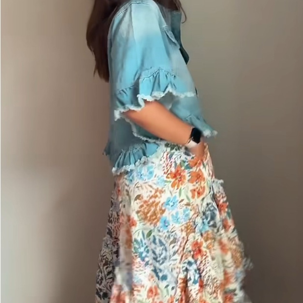 Blue Denim Ruffle Jacket - Picture 10 of 12